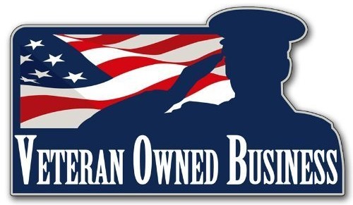 Veteran owned business logo with American flag